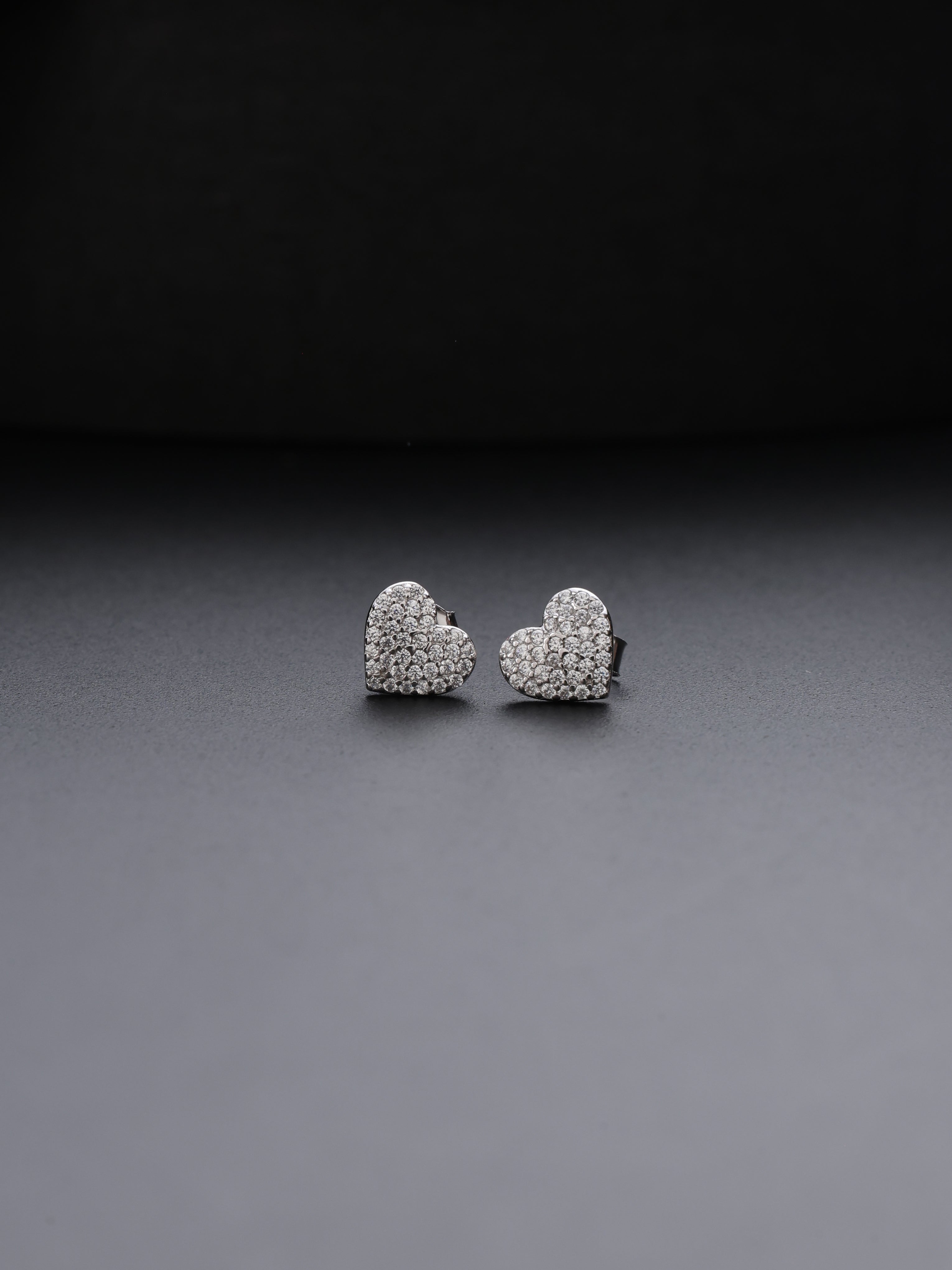 Diamond Dust Heart Mini Studs
